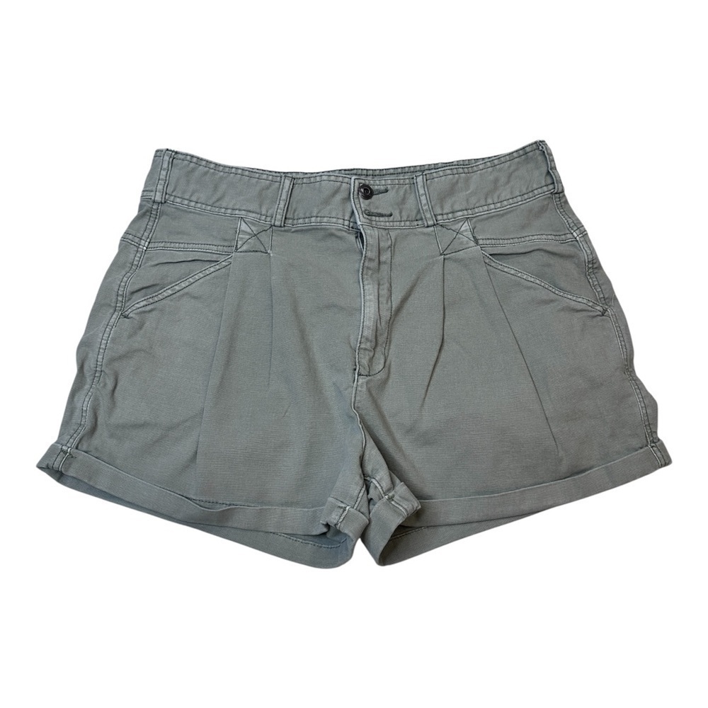 Pilcro Anthropologie Relaxed Pleated High Waisted Olive Green Shorts Size 32